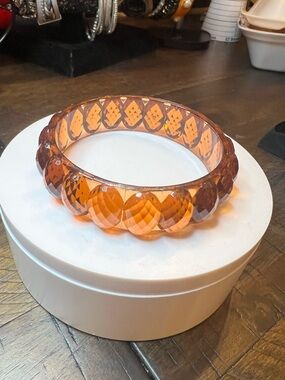Faceted Amber Resin Bangle Bracelet
